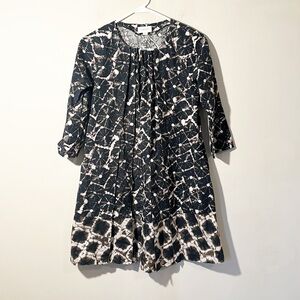 THAKOON Pleated Black white shirt mini cotton dress pockets women size Small